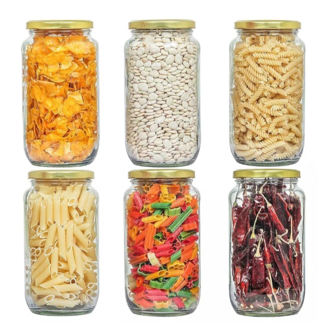 2 Piece 1Litre Airtight Glass Jar Containers Food Storage Containers