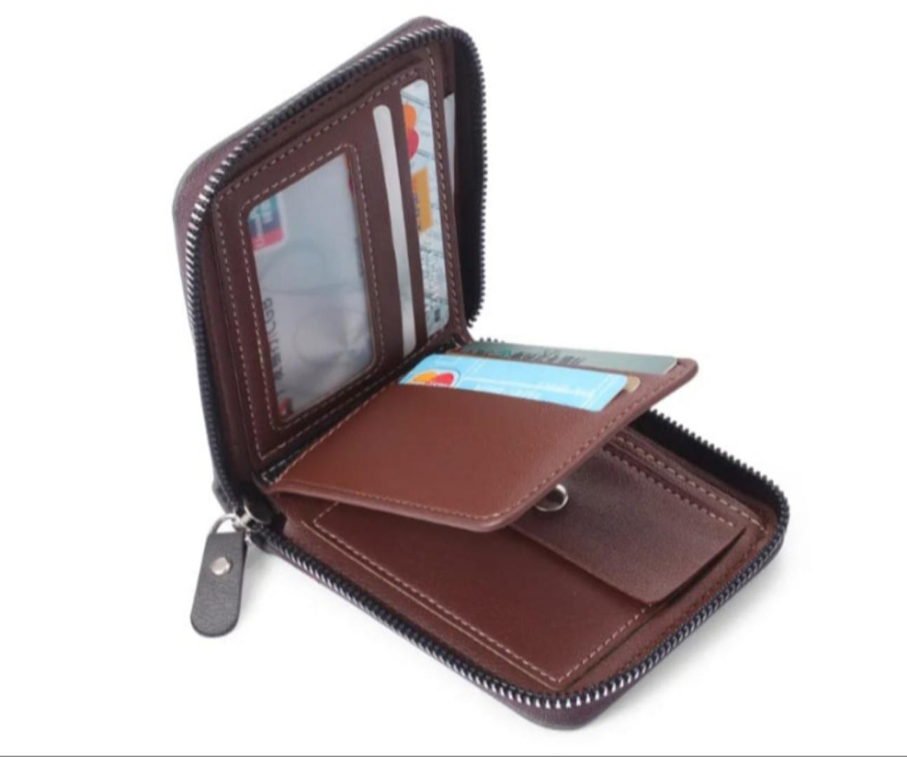 (LIMITED OFFER) Men's Leather Wallet Classic Male Purse Mens Zipper Wallet Money And Card Holder