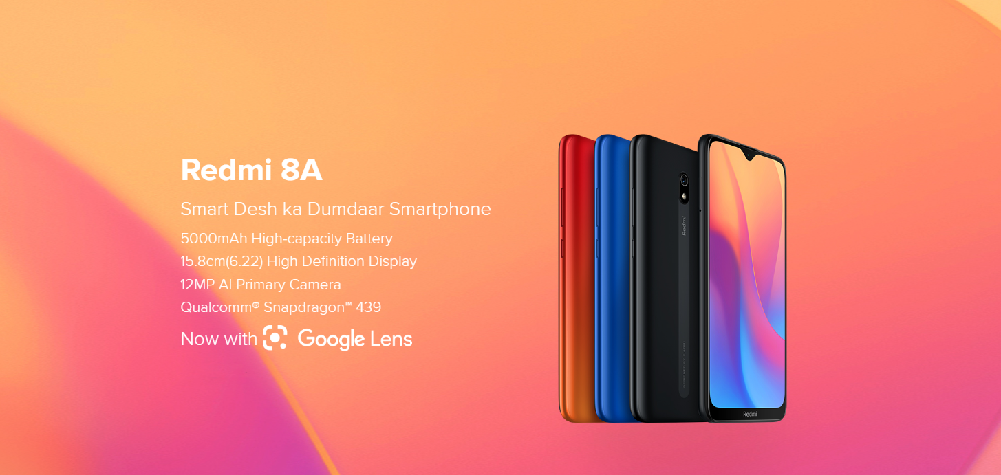 Refurbished Redmi 8A Global Version 5000mAh 6.22 Inch 4GB+64GB Dual SIM 2G/3G/4G Smart Fashion Phone