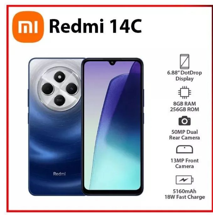 [Exlusive Deal] Brand New XIAOMI Redmi 14C 256GB+8GB Ram 50MP AI Dual Camera Immersive 6.88" UHD Display Upto 120Hz Refresh Rate Dual Sim 5160mAh Battery Elegant glass