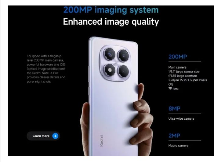 XIAOMI Redmi Note 14 Pro 5G 12GB+512GB 6.67" 120Hz AMOLED Display 200MP Camera IP68 Dust and Splash Resistant 5110mAh Battery Under-display Fingerprint 45W Fast Charging SmartPhone 14C A5 Redmi 13