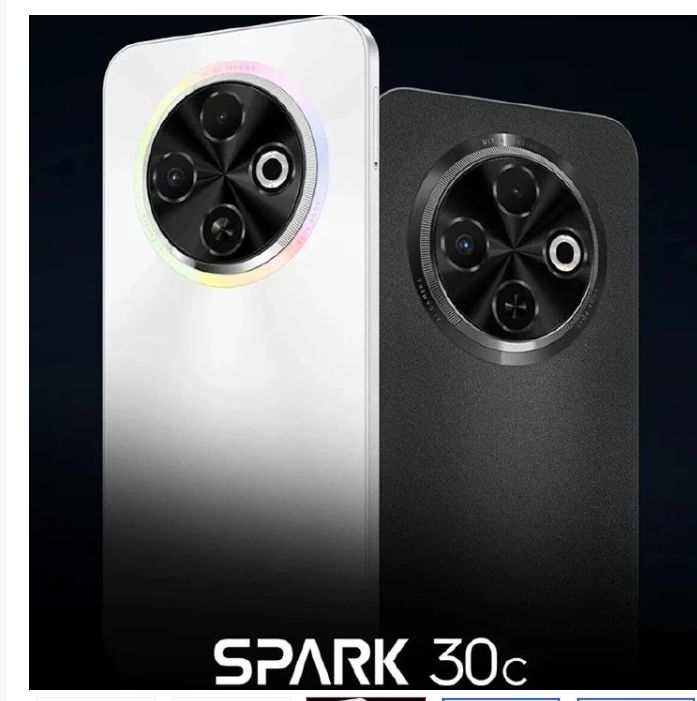 {New Arrival} TECNO SPARK 30C 128GB +8(4+4)GB 120Hz 6.6" Dynamic Port 50MP Dual Speakers 7.8mm Ultra Slim 5000mAh 18W Type-C Dual SIM 4G Smart Phones Side Fingerprint phone