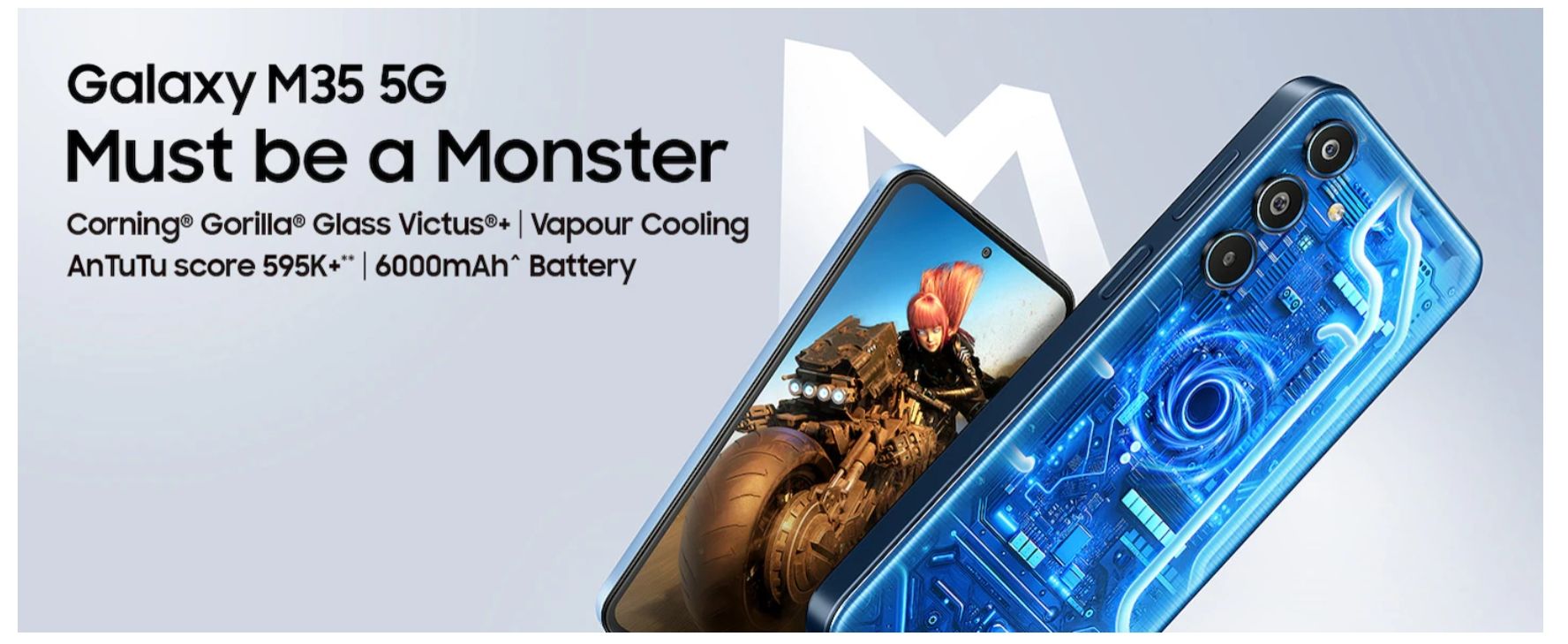 [Brand New] Samsung Galaxy M35 5G 128GB+6GB 6.6" 120Hz Super AMOLED Display 50MP Camera Huge 6000mAh Battery 25W Super Fast Wired Charging Exynos 1380 Processor(5nm) A56 14C Smartphone Mobile Phone