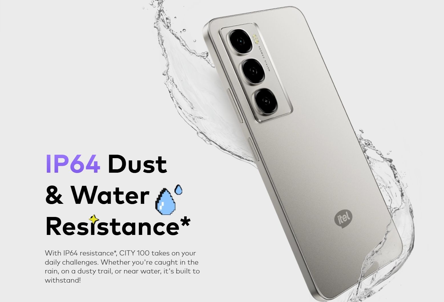 [New Arrival] Itel City 100 6GB+128GB 6.75" 90Hz Display 13MP Camera Huge 5200mAh Battery 18W Fast Charging LED Flash Light IP64 Dust/Water Resistant Android Smartphone Mobile Phones