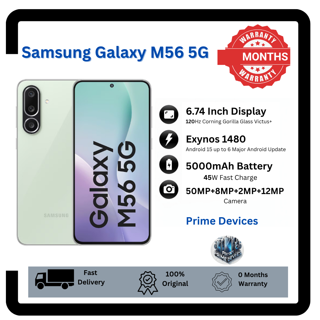 [Anniversary Offer] Samsung Galaxy M56 5G 256GB+8GB 6.74" 120Hz Super AMOLED 50MP+12MP Rear & Front Camera Gorilla Glass Victus+ Exynos 1480 Processor 5000mAh Battery 45W Fast Charging A56 Smartphone