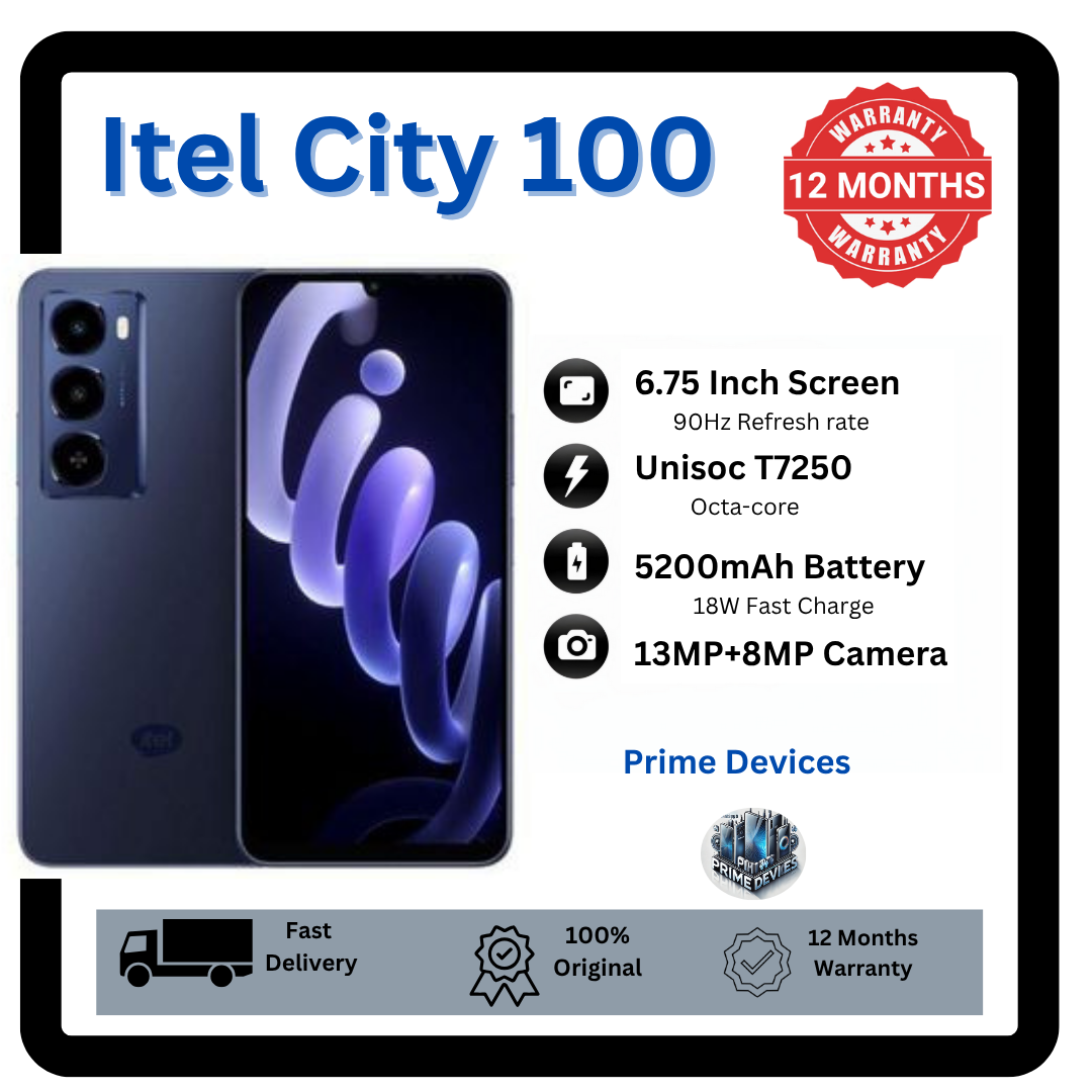 [Anniversary Offer] Itel City 100 6GB+128GB 6.75" 90Hz Display 13MP Camera Huge 5200mAh Battery 18W Fast Charging LED Flash Light IP64 Dust/Water Resistant Android Smartphone Mobile Phones