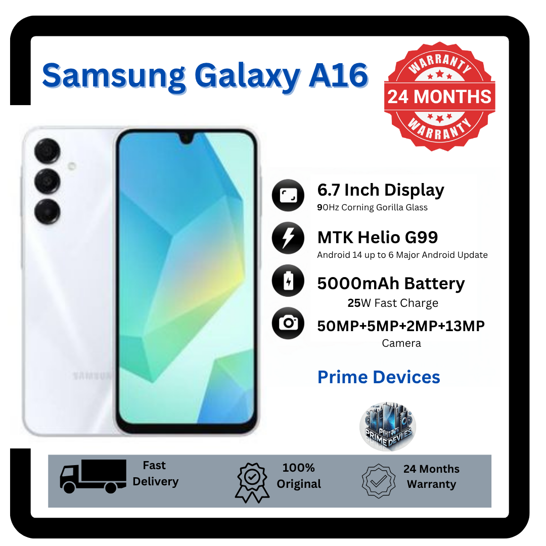[Anniversary Offer] Samsung Galaxy A16 128GB+4GB 6.7" Super AMOLED Display 50MP Triple Camera Android 14 Mediatek Helio G99 5000mAh 25W Type-C Charge Smart Phones phone