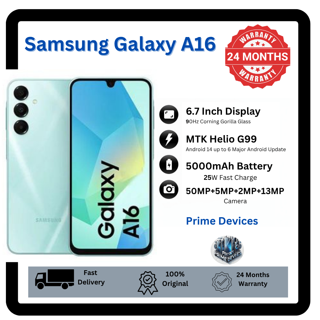 [Anniversary Offer] Samsung Galaxy A16 128GB+4GB 6.7" Super AMOLED Display 50MP Triple Camera Android 14 Mediatek Helio G99 5000mAh 25W Type-C Charge Smart Phones phone