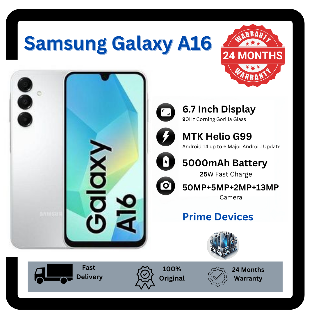 [Anniversary Offer] Samsung Galaxy A16 128GB+4GB 6.7" Super AMOLED Display 50MP Triple Camera Android 14 Mediatek Helio G99 5000mAh 25W Type-C Charge Smart Phones phone