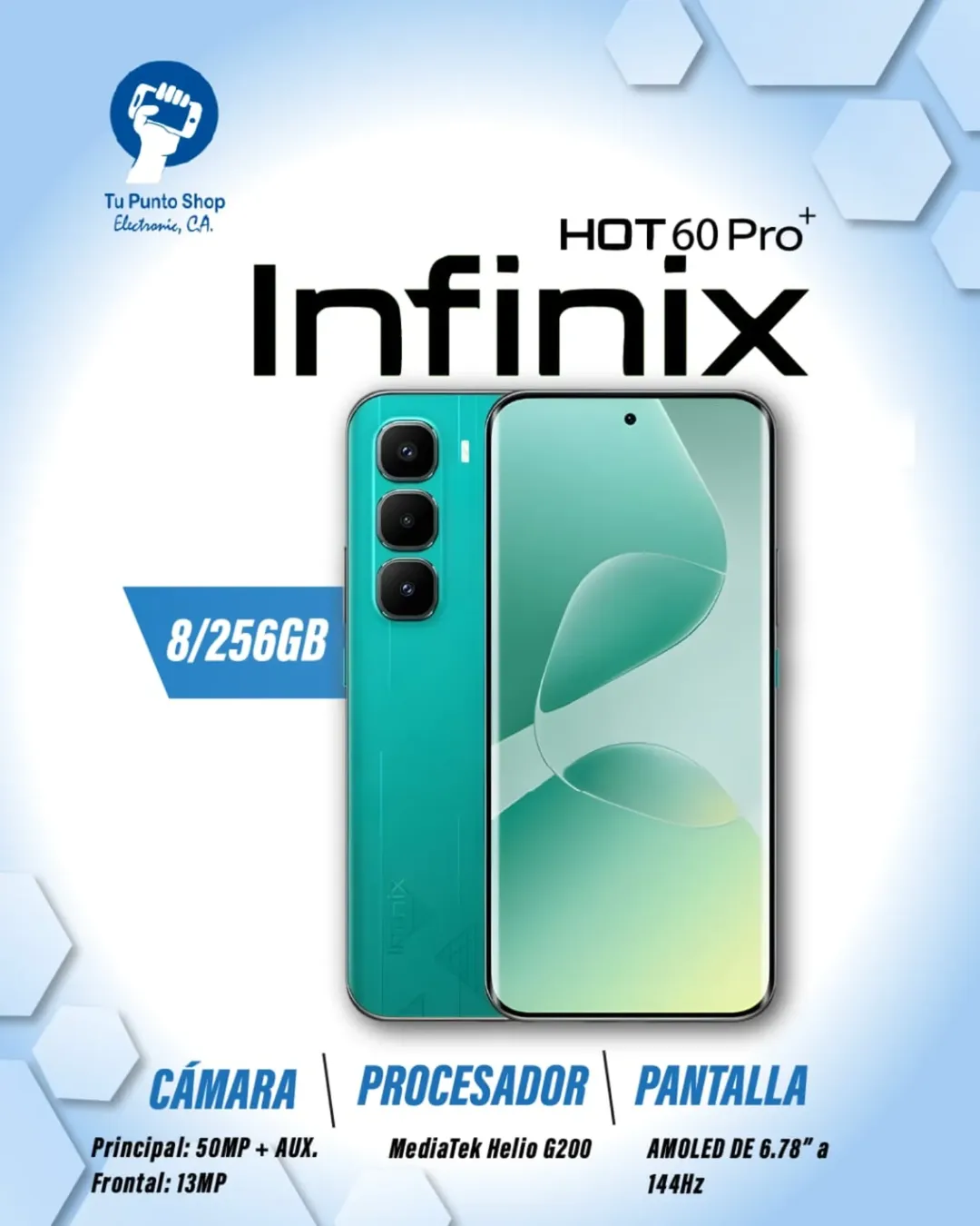 [Limited Time-Deal] Infinix Hot 60 Pro Plus 256GB+16(8+8)GB 6.78" 144Hz Curved AMOLED Display 50+13MP Camera 5160mAh Battery 45W Fast Charging Corning Gorilla IP65 Infinix Hot 60 Pro+ AI Smartphone