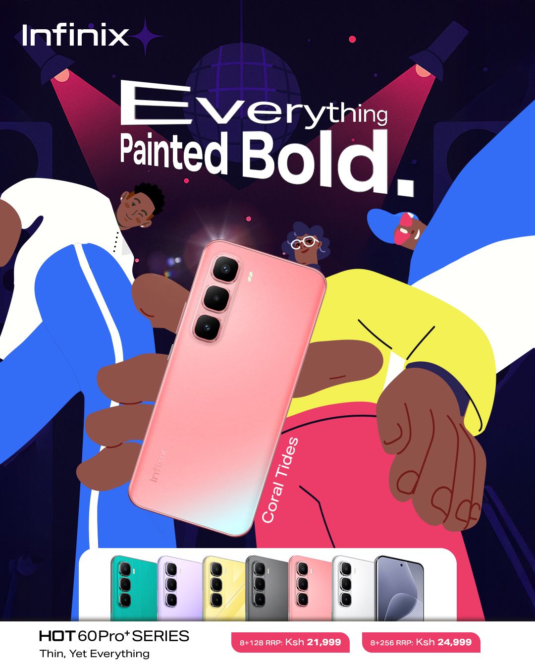 [Limited Time-Deal] Infinix Hot 60 Pro Plus 256GB+16(8+8)GB 6.78" 144Hz Curved AMOLED Display 50+13MP Camera 5160mAh Battery 45W Fast Charging Corning Gorilla IP65 Infinix Hot 60 Pro+ AI Smartphone