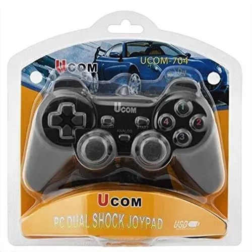 Ucom USB Wired PC Gamepad + Game Controller Dual Shock/Game Pad Joypad Control for Laptop/PC Computer Gaming Black