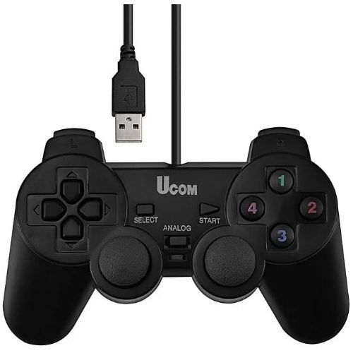 Ucom USB Wired PC Gamepad + Game Controller Dual Shock/Game Pad Joypad Control for Laptop/PC Computer Gaming Black