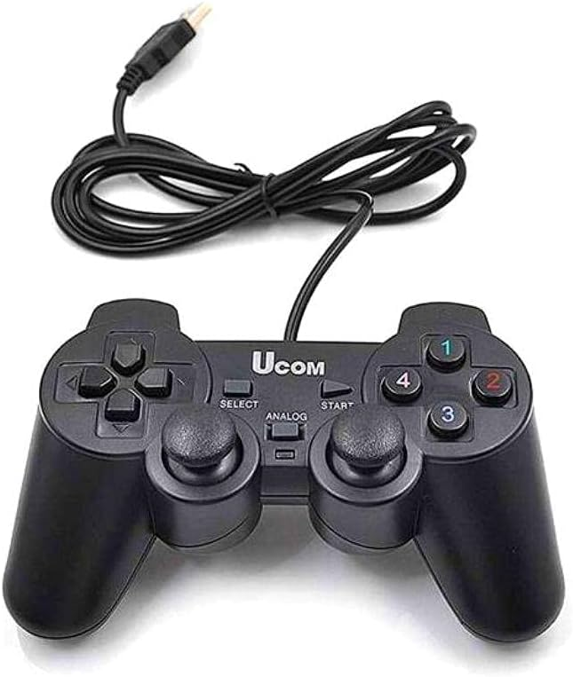 Ucom USB Wired PC Gamepad + Game Controller Dual Shock/Game Pad Joypad Control for Laptop/PC Computer Gaming Black