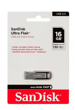 SanDisk Ultra Flair 8GB, 16GB, 32GB, 64GB, 128GB USB 3.0 High Speed Data Transfer. 130Mbps Max Transfer Speeds