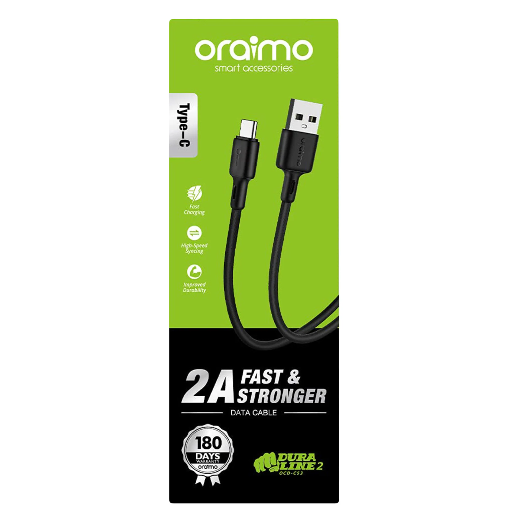 Oraimo Fast Charging Type C USB Cable. Supports all phones. tablets.  Charging with 18W output-3.6x faster than standard charger