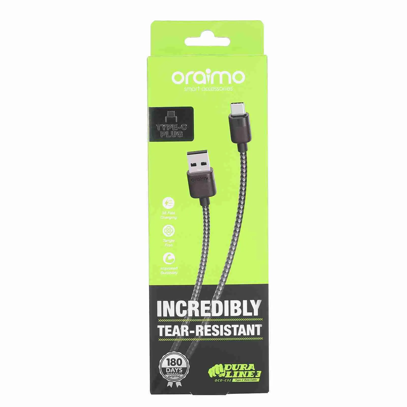 Oraimo Fast Charging Type C USB Cable. Supports all phones. tablets.  Charging with 18W output-3.6x faster than standard charger