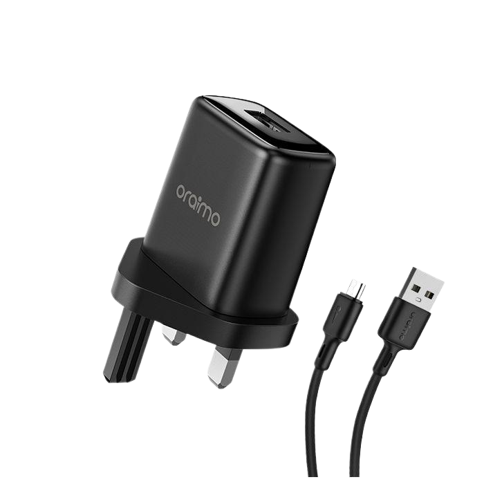 Oraimo 2A Fast Charging Charger with Micro USB / Type-C Cable – Universal Wall Adapter for Android and iOS Devices