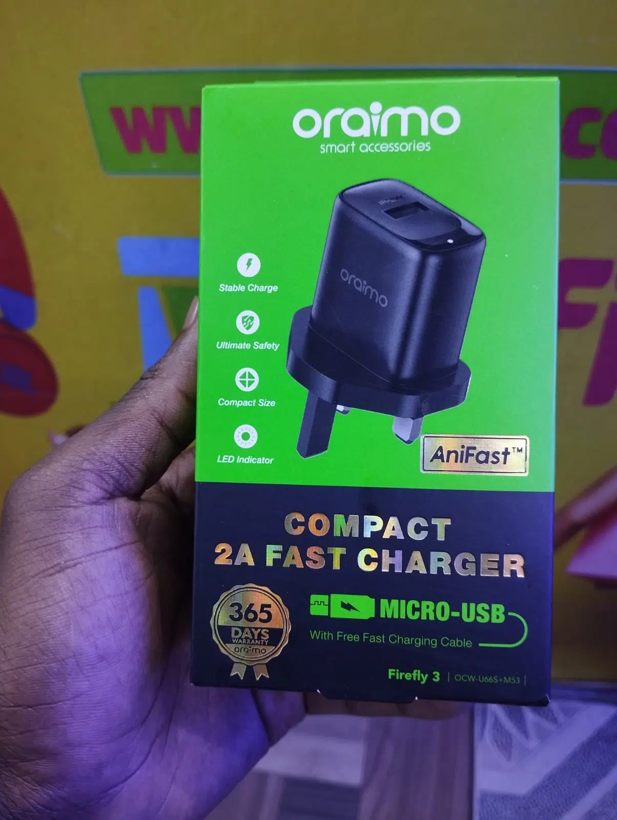 Oraimo 2A Fast Charging Charger with Micro USB / Type-C Cable – Universal Wall Adapter for Android and iOS Devices