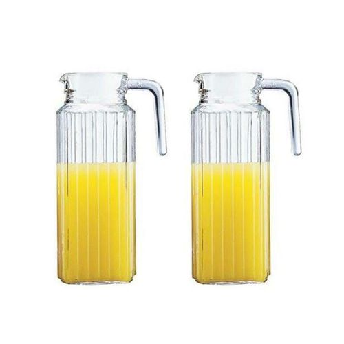 1 Pc Wine ,Juice, Water Serving Glass Jugs - Lids-Water Jug. Glass Fridge Jug Slim Door Pitcher Non Drip Spout Water Juice Cocktail Milk 1.1L
