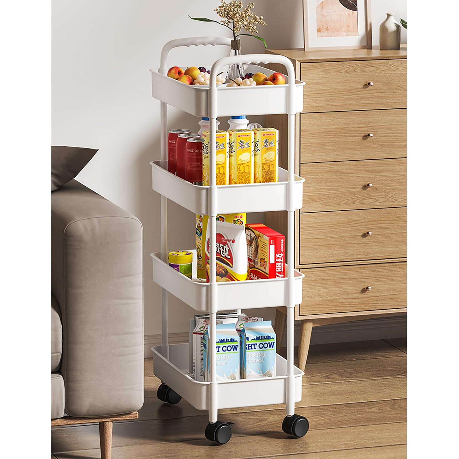 Fruit stand/ snack stand/ bathroom stand. 4 Tier Slim Storage Shelf Kitchen Bathroom Organiser Rack Shelving Unit Wheels