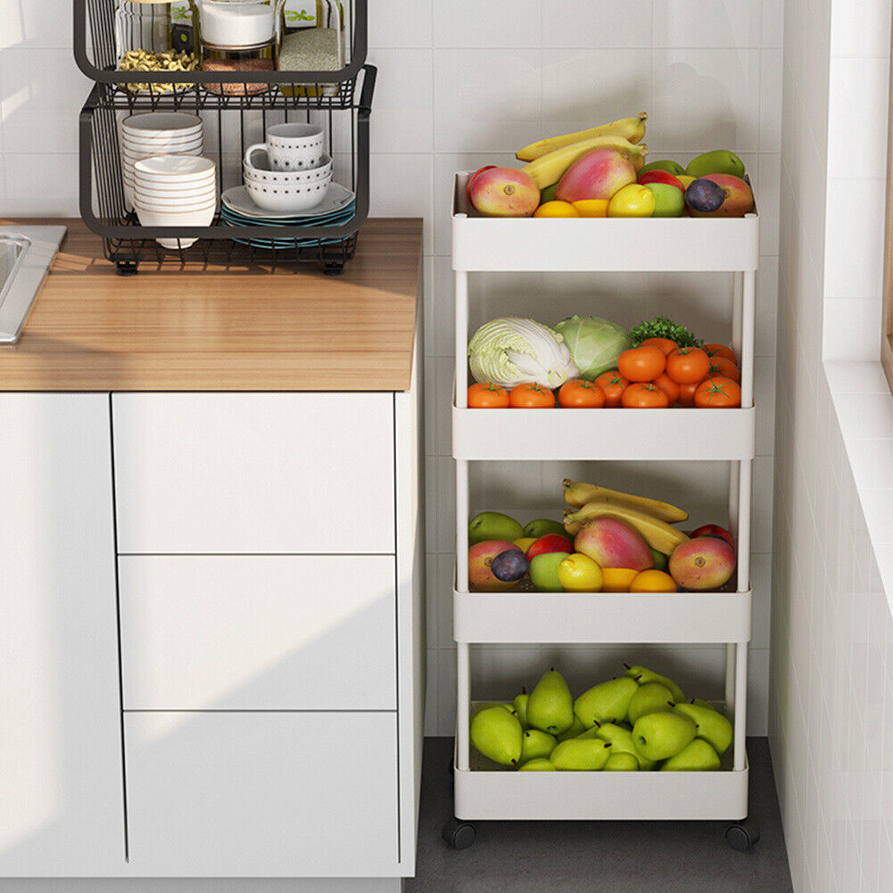 Fruit stand/ snack stand/ bathroom stand. 4 Tier Slim Storage Shelf Kitchen Bathroom Organiser Rack Shelving Unit Wheels