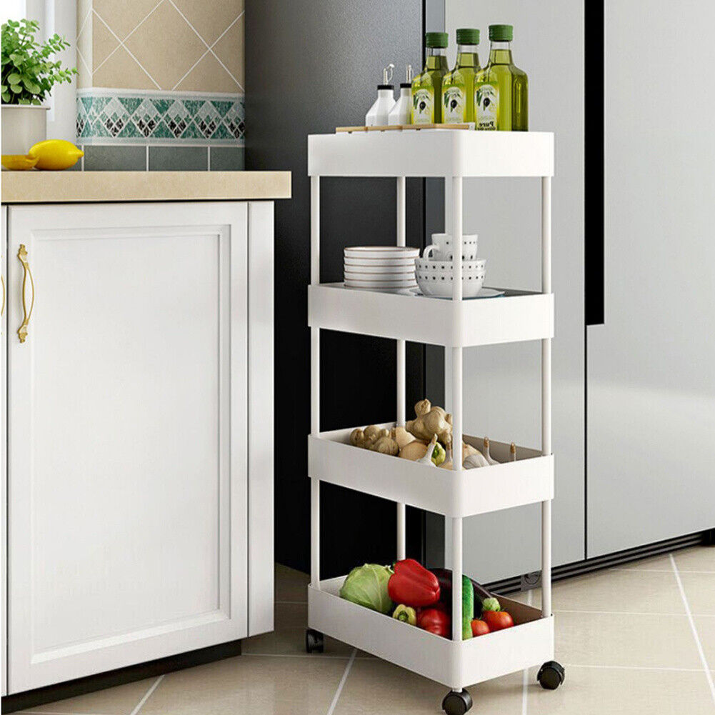 Fruit stand/ snack stand/ bathroom stand. 4 Tier Slim Storage Shelf Kitchen Bathroom Organiser Rack Shelving Unit Wheels