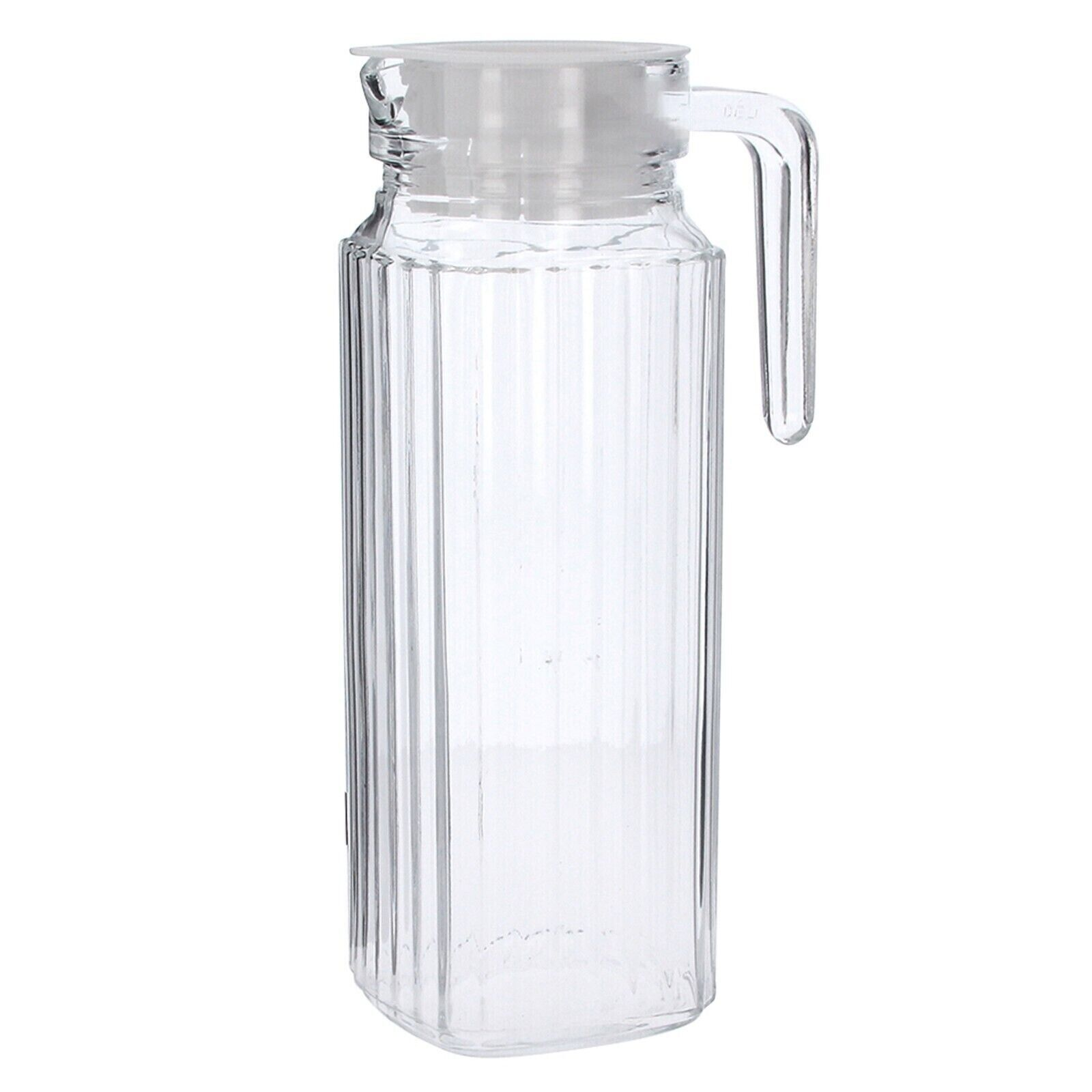 1 Pc Wine ,Juice, Water Serving Glass Jugs - Lids-Water Jug. Glass Fridge Jug Slim Door Pitcher Non Drip Spout Water Juice Cocktail Milk 1.1L