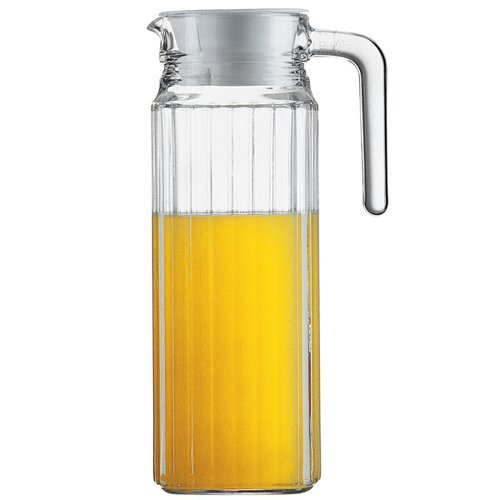 1 Pc Wine ,Juice, Water Serving Glass Jugs - Lids-Water Jug. Glass Fridge Jug Slim Door Pitcher Non Drip Spout Water Juice Cocktail Milk 1.1L