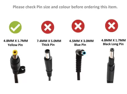 HP LAPTOP CHARGER/ADAPTER 18.5V,3.5A Yellow Pin - Black. With Free Power Cable For Hp laptops. HP Elitebook 810 820 840 850 e.t.c. Laptops.
