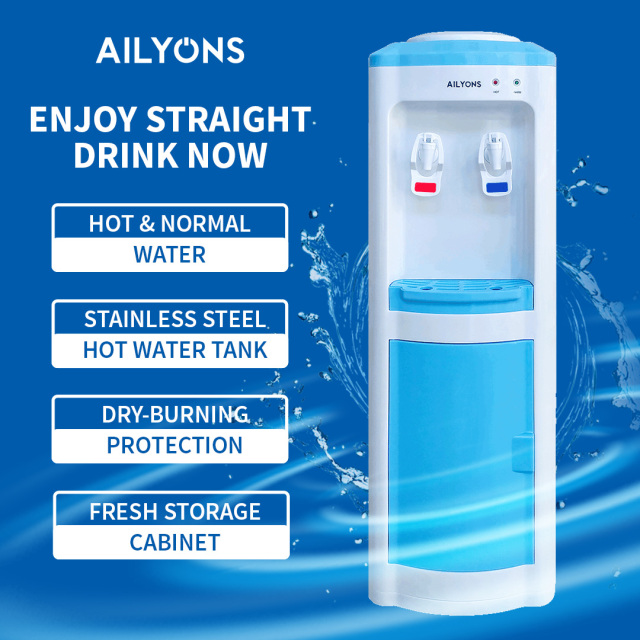 AILYONS AFK-111 Water Dispenser hot and warm water dispenser. Stainless Steel Hot Water Tank. Easy To Use Push Taps. Storage Cabinet