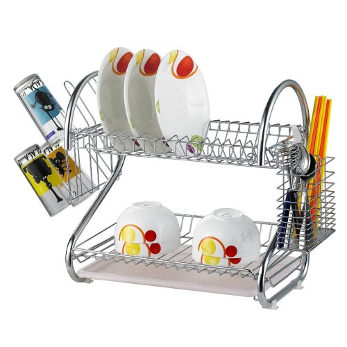 NEW!!! Nunix DR2S 2-Tier Stainless-Steel Dish Rack. Stainless Steel Dish Drainer/ Utensils Rack. Stainless Steel