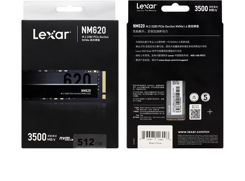 Lexar SSD Nvme M.2 2280 NM620 Pro PCIe3.0x4 TLC Solid State Drive 256GB 512GB 1TB Speed 3500MB/S for Desktop Laptop Original SSD