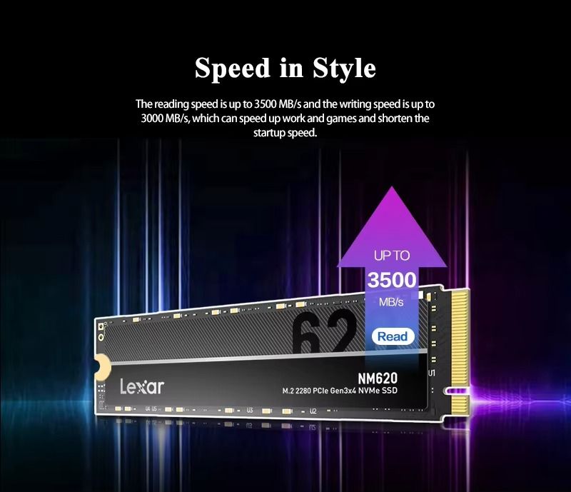 Lexar SSD Nvme M.2 2280 NM620 Pro PCIe3.0x4 TLC Solid State Drive 256GB 512GB 1TB Speed 3500MB/S for Desktop Laptop Original SSD