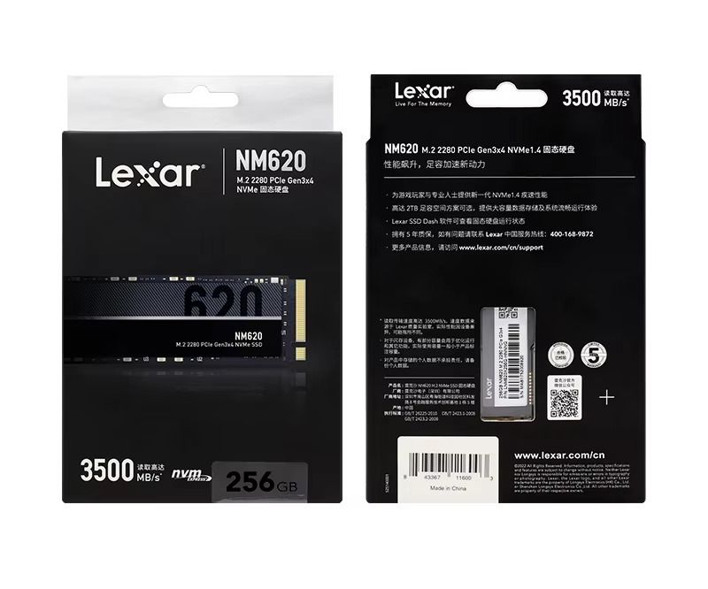 Lexar SSD Nvme M.2 2280 NM620 Pro PCIe3.0x4 TLC Solid State Drive 256GB 512GB 1TB Speed 3500MB/S for Desktop Laptop Original SSD