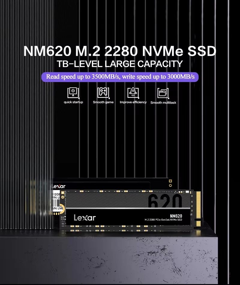 Lexar SSD Nvme M.2 2280 NM620 Pro PCIe3.0x4 TLC Solid State Drive 256GB 512GB 1TB Speed 3500MB/S for Desktop Laptop Original SSD