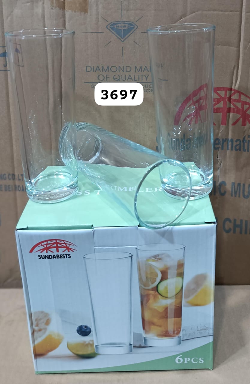 Sundabests Water/Juice Glasses – Set of 6 – Crystal Clear, Elegant Design – Ideal for Everyday Use – Restocked and Ready to Ship!