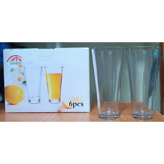 Sundabests Water/Juice Glasses – Set of 6 – Crystal Clear, Elegant Design – Ideal for Everyday Use – Restocked and Ready to Ship!