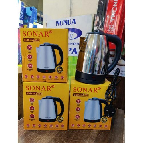 1.8 L Sonar Electric Water Heater Kettle – Fast Boiling, Energy Efficient, Durable Design – Perfect for Home or Office Use
