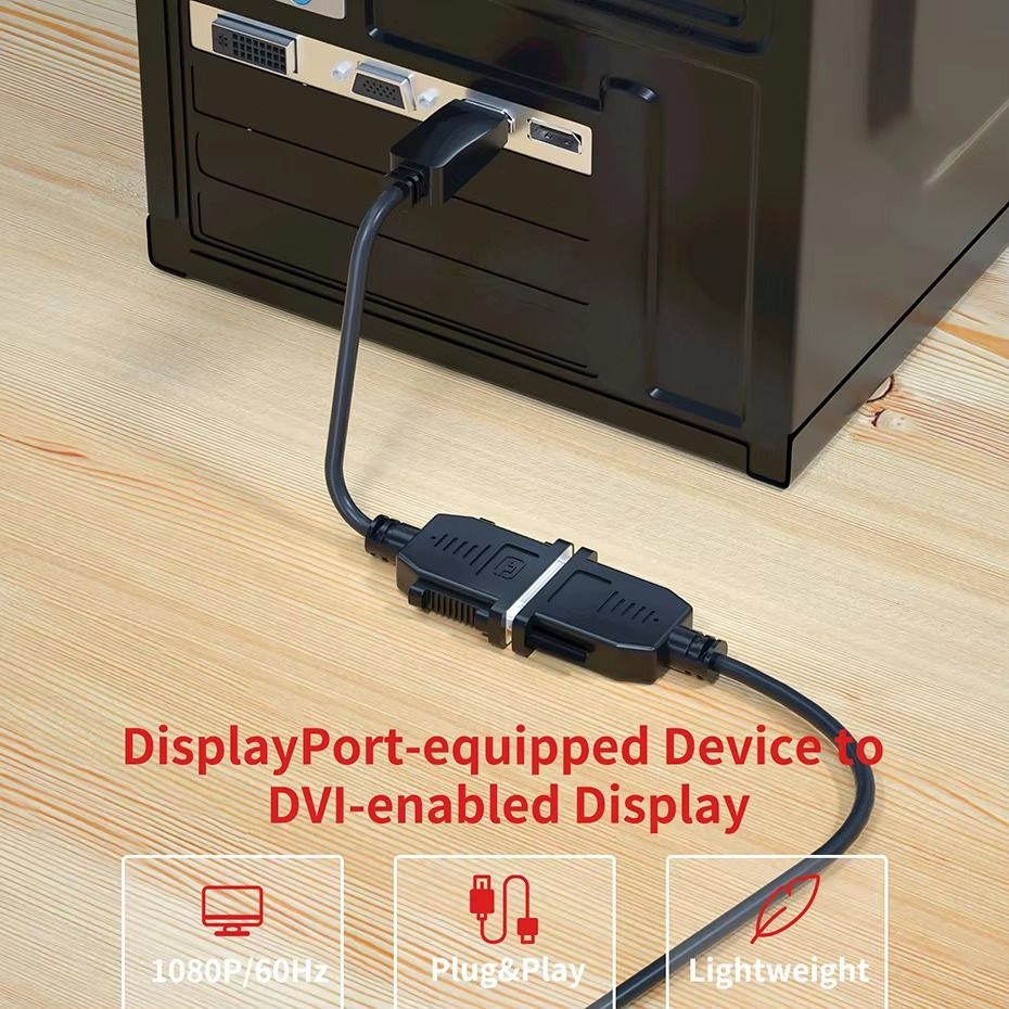 DisplayPort to DVI Cable – High-Resolution Adapter Cable – Connect DisplayPort Source to DVI Monitor, Projector, or Display