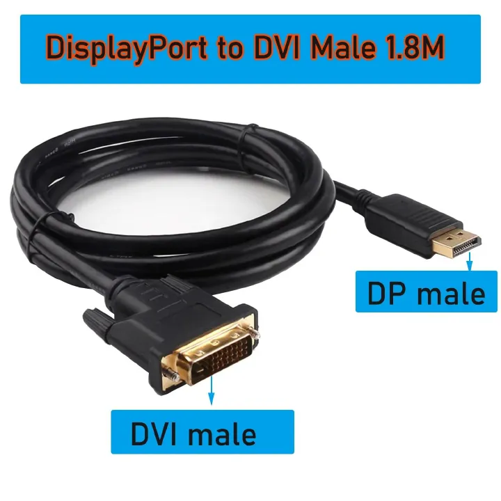 DisplayPort to DVI Cable – High-Resolution Adapter Cable – Connect DisplayPort Source to DVI Monitor, Projector, or Display