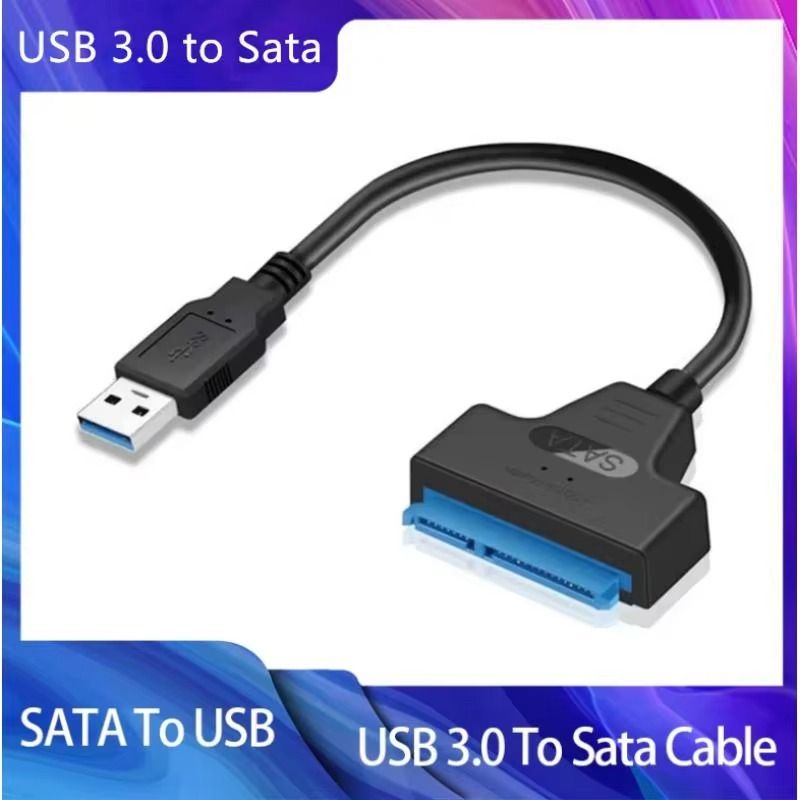 USB 3.0 to SATA Cable – High-Speed External Hard Drive Adapter for 2.5" SATA SSD and HDD Data Transfer