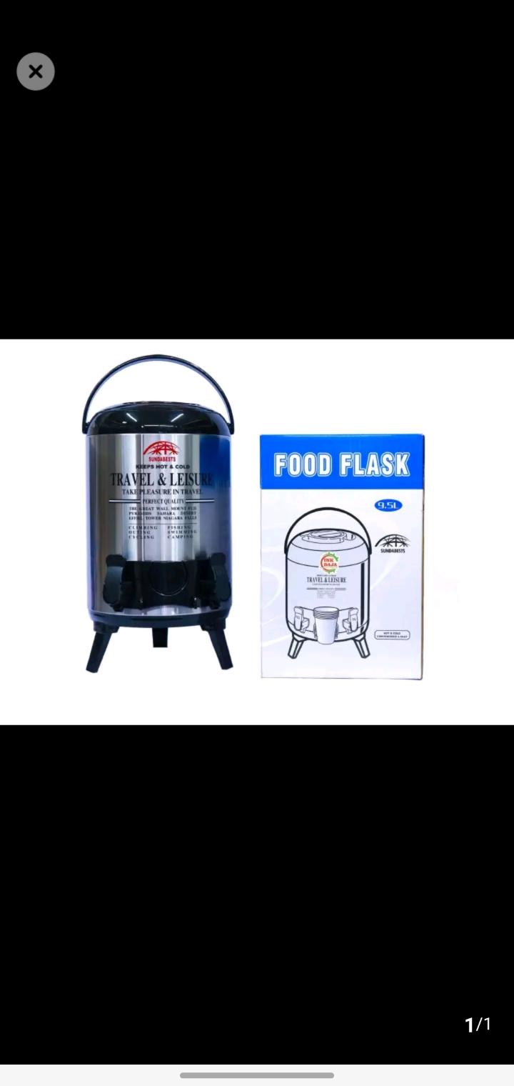9.5 Litres Stainless Steel Food Flask / Tea Urn – Heavy-Duty Thermal Hot Pot for Catering, Events, Home & Office – Keeps Food & Drinks Hot for Hours