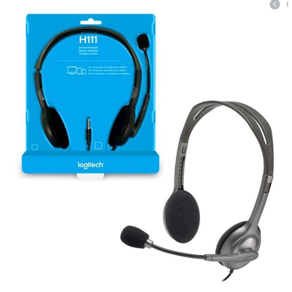 Logitech H111 Stereo Headset – Lightweight Headphones with Noise-Cancelling Microphone for Calls, Online Classes, and Gaming