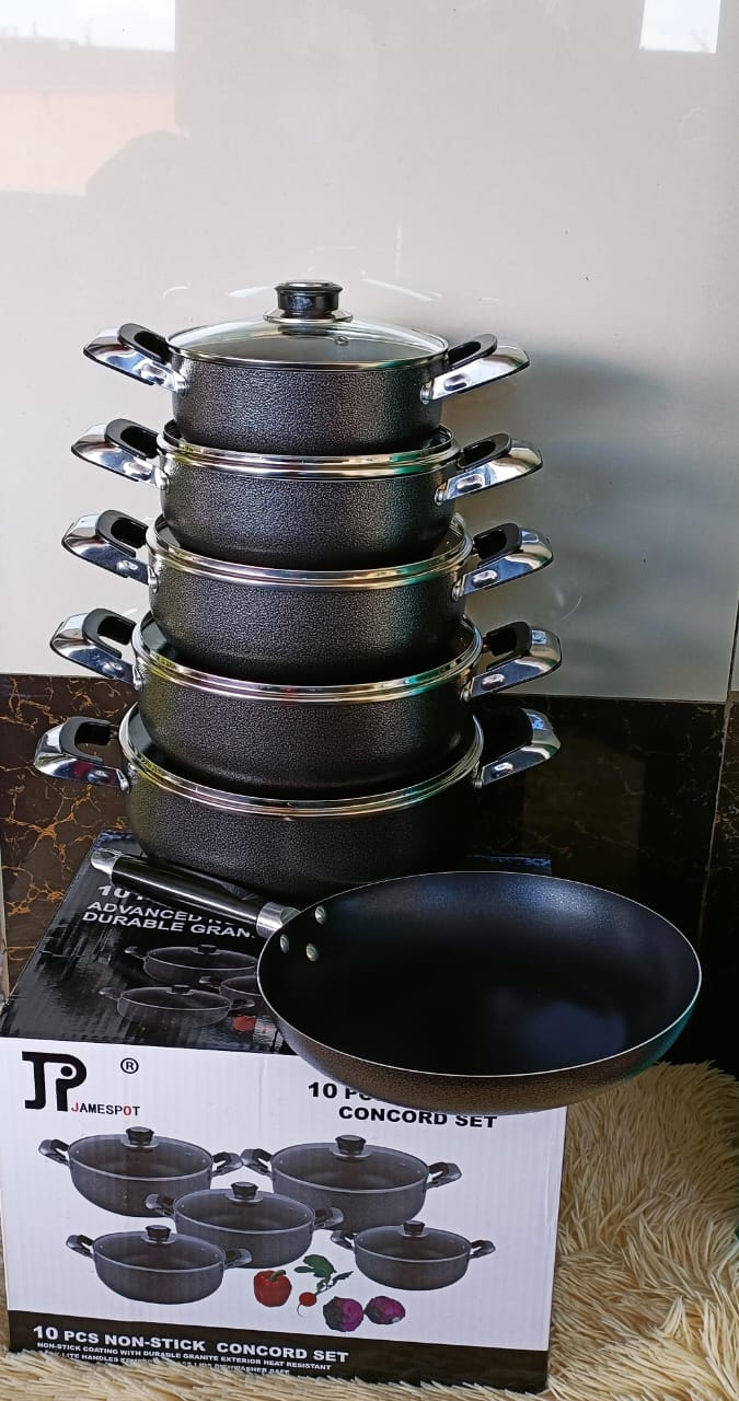 JP (Jamespot) 11-Piece Non-Stick Cookware Set – Premium Quality Cooking Pots with Glass Lids – Durable, Easy to Clean & Stylish Kitchen Essential