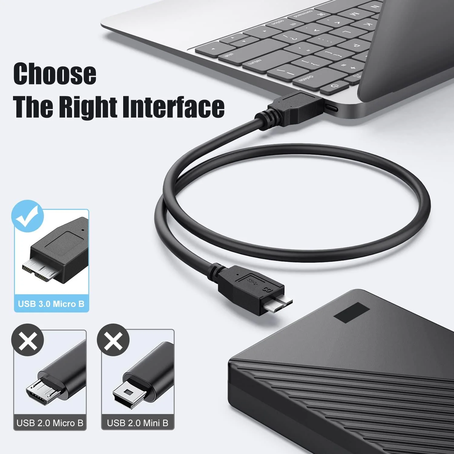USB 3.0 to SATA Hard Disk Cable – High-Speed External Hard Drive Connector for 2.5" SATA HDD/SSD SATA SSD and HDD Data Transfer