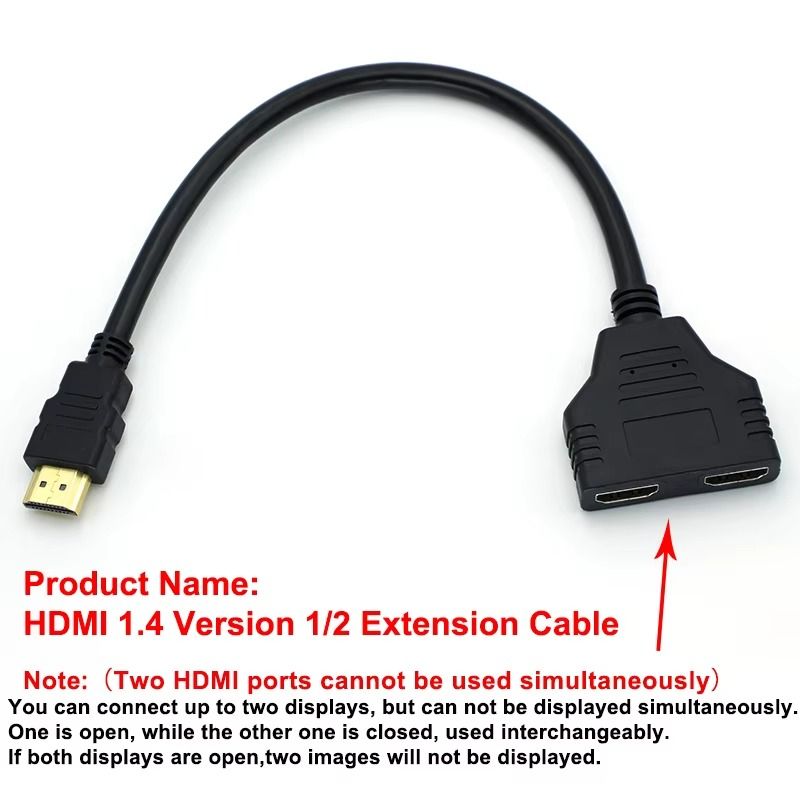 HDMI Splitter Cable 1 In 2 Out – 1.2 Meter HDMI Male to Dual Female Adapter for Monitor, TV, Projector Video Splitter HDMI Cable Adapter For HDTV DVD PS3/4 Xbox