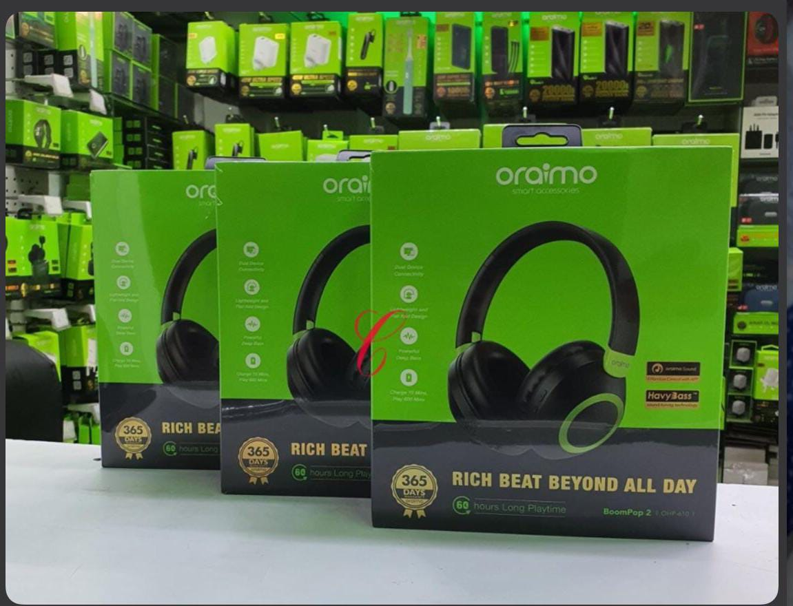 ORIGINAL!!! Oraimo BoomPop 2 OHP-610S ENC Over-Ear Wireless Headphones – Gesture Control | HavyBass™ | 50Hr Battery