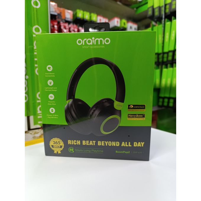 ORIGINAL!!! Oraimo BoomPop 2 OHP-610S ENC Over-Ear Wireless Headphones – Gesture Control | HavyBass™ | 50Hr Battery