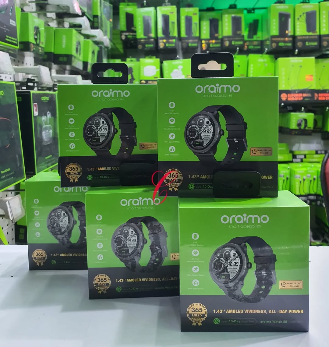 Oraimo Watch 5R Smartwatch | 2.01" AMOLED Always-On Display | Bluetooth Calling | 24/7 Heart Rate & SpO₂ Monitoring | 100+ Sport Modes | IP68 Waterproof | 7-Day Battery Life | iOS & Android Compati